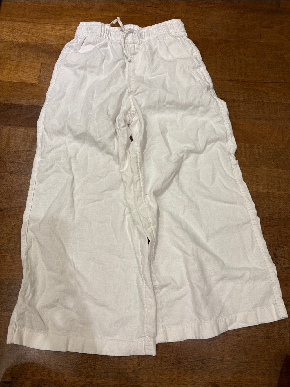 Girls medium White Wide-Leg Linen Pants